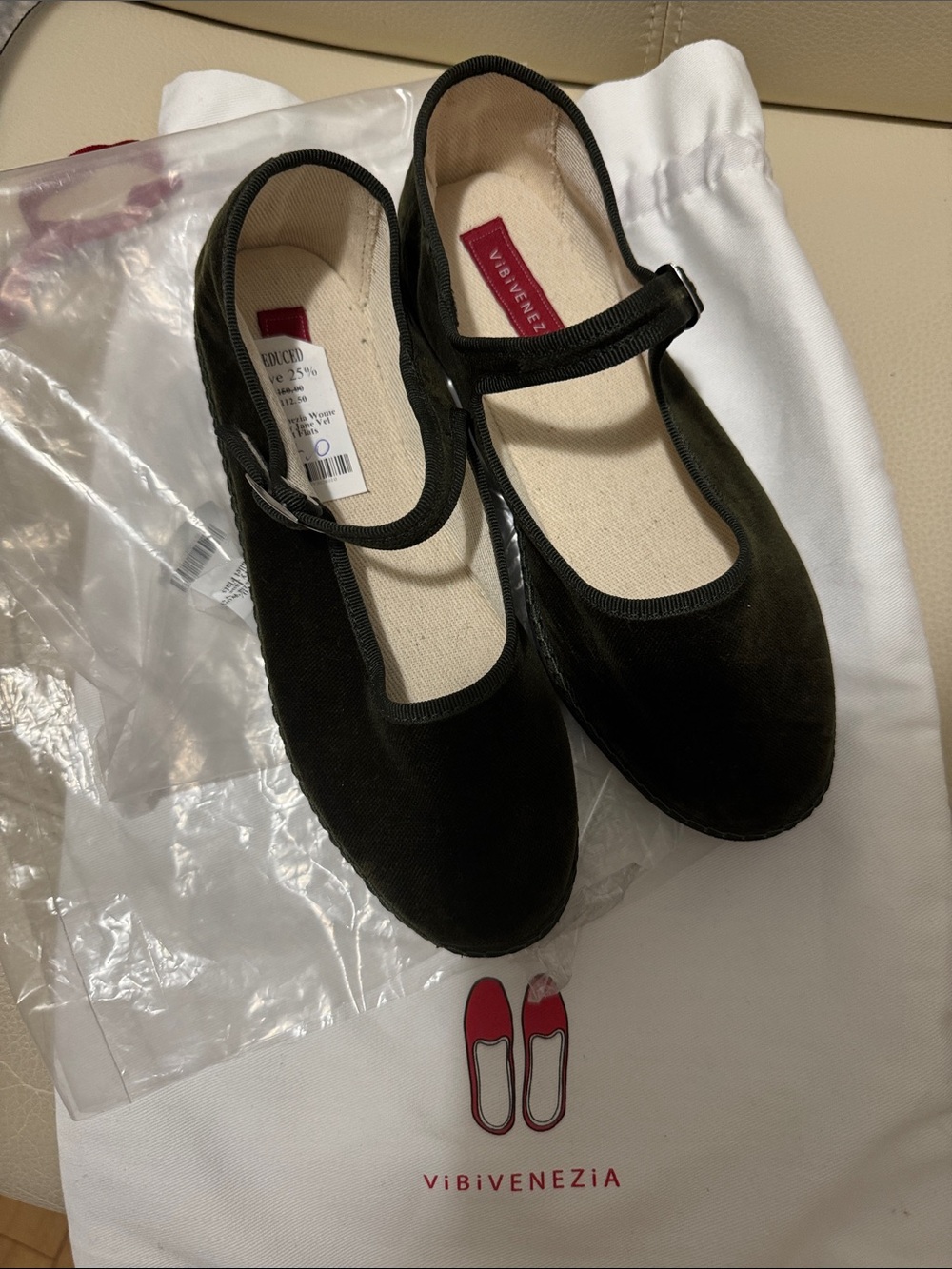 Venezia Black Mary Jane Suede-Look Flats